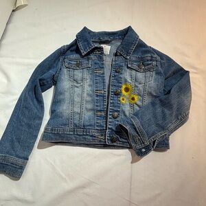 Children’s Place Kids Denim Jacket with Sunflower Embellisments- Blue